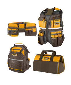 Kit 4 Portaherramientas INGCO: Chaleco + Mochila + Bolso + Cinturón