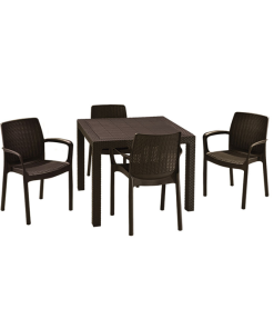 Mesa Jardín Quarted + 4 Sillas Bali