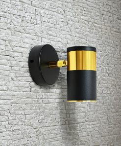 APLIQUE 1 LUZ DORADO NEGRO PARED TECHO LH-3526