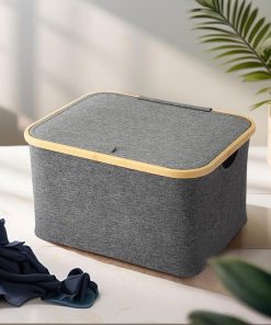 CESTO ORGANIZADOR TELA MADERA LH-4185