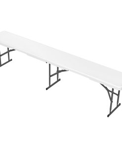 Outsunny Banco de Jardín Plegable Banco Exterior de 3 Plazas con Marco de Acero Carga 360 kg para Patio Terraza Balcón Camping 183x28x43 cm Blanco