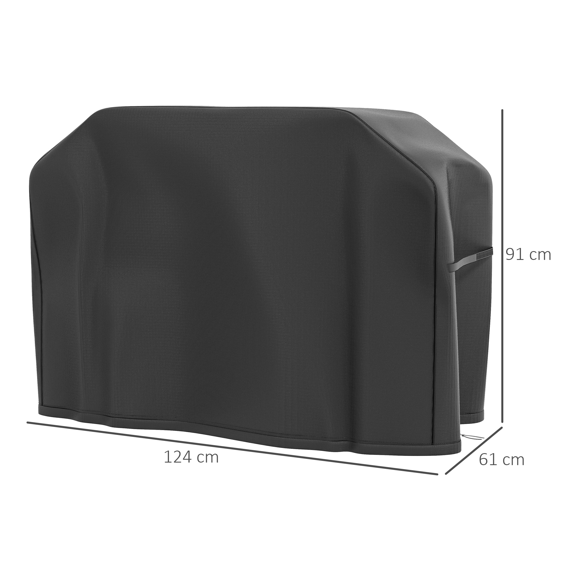 Outsunny Funda para Barbacoa Rectangular Cubierta para Parrilla de Barbacoa de Tela Oxford 420D Anti-UV Impermeable Antipolvo con Cordón 124x61x91 cm Negro - Imagen 3