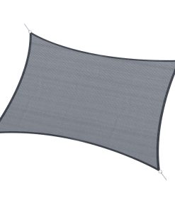 Outsunny Toldo Vela de Sombra Rectangular 4×6 m Toldo de Terraza de HDPE con Anillo de Acero Inoxidable y Cuerdas para Jardín Patio Gris