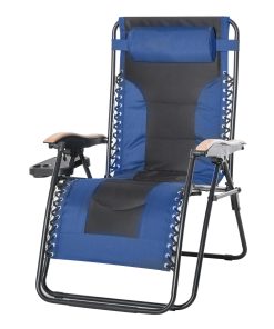 Outsunny Tumbona Plegable y Reclinable de Acero con Portavasos Reposacabezas Extraíble y Reposabrazos para Exterior Jardín 90x75x110 cm Azul