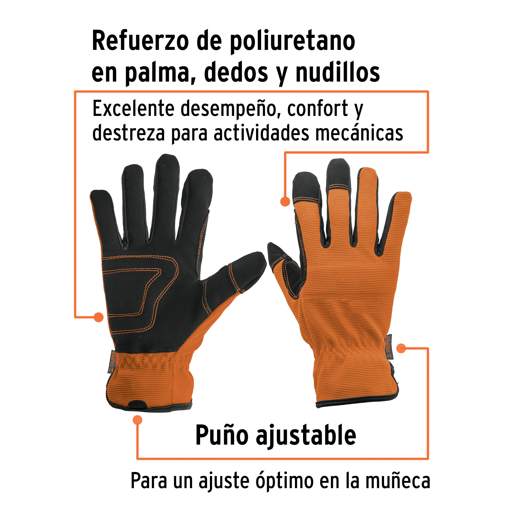 Guantes para mecánico, palma reforzada, Truper GU-615 10848 - Imagen 2