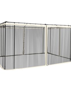 Outsunny 4 Paneles Laterales 3,4×2 cm para Carpa de Jardín Tela Mosquitera para Cenador Gazebo con Cremalleras y Anillas Negro