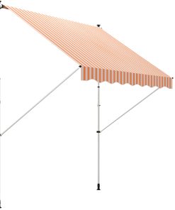 Outsunny Toldo Manual Retráctil 3×1,5 m Toldo Exterior Terraza Enrollable Altura Ajustable con Manivela 170-280 cm Sin Taladro para Balcón Jardín Naranja