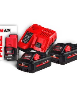 KIT BATERIA 3.0AH M18HB3 + CARGA RAPID + REGALO BATERIA 2.0AH M12 MILWAUKEE