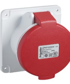 Panel Mounted Straight Industrial Socket with Wander Plug – 4P+N – 32A – 380V – IP44
