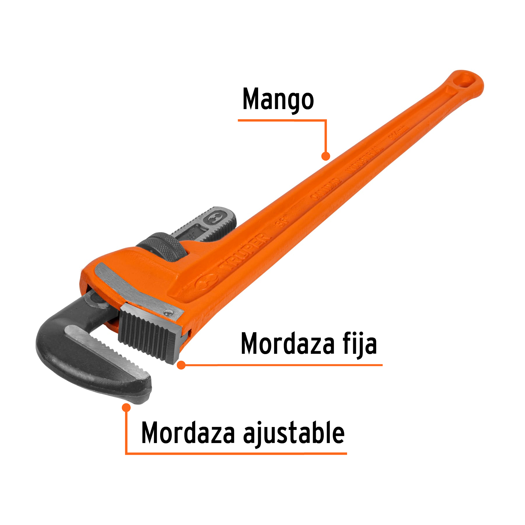 Llave stilson 36″ cuerpo robusto de hierro dúctil, Truper STI-36 15841 - Imagen 2