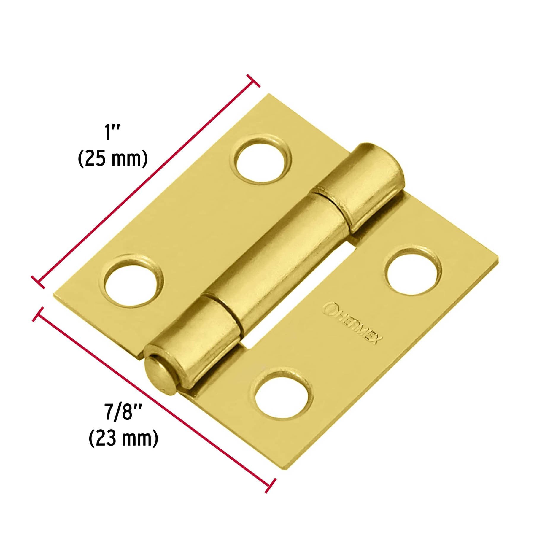 Bisagra rectangular 1″ acero latonado, BR-101 Hermex 43192 - Imagen 3