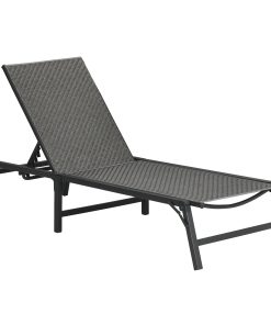 Outsunny Tumbona de Ratán Sintético Plegable Tumbona para Jardín con Respaldo Ajustable en 5 Posiciones y Marco de Acero Carga 150 kg para Patio Terraza Gris Oscuro