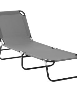 Outsunny Tumbona Plegable Reclinable con Ángulo Ajustable de 5 Posiciones para Jardín Exterior Piscina Terraza Camping Carga 120 kg 188x56x28 cm Gris