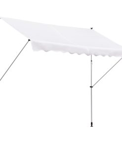 Outsunny Toldo Manual Retráctil 300x150x170-280 cm Toldo para Balcón con Altura Ajustable Manivela y Protección Solar para Terraza Jardín Blanco