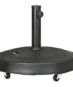 Outsunny Base de Sombrilla de Jardín de Resina de 23,5 kg con Ruedas y Asa Retráctil Soporte de Parasol Cuadrado para Postes de Ø38/48 mm para Terraza Patio Ø53×41 cm Negro