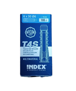 Taco de nylon de 4 segmentos para todo tipo de materiales, Medida 6 x 30 mm. 100 unidades