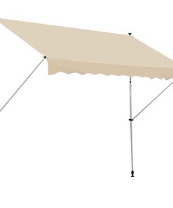 Outsunny Toldo Manual Retráctil 3×1,5 m Toldo Exterior Terraza Enrollable Altura Ajustable con Manivela 170-280 cm Sin Taladro para Balcón Jardín Beige