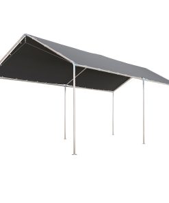 Outsunny Cochera Exterior 3×6 m Carpa Garaje para Coche Impermeable con Toldo de Tela PE y Marco de Acero Galvanizado Pabellón Gazebo para Jardín Patio Gris