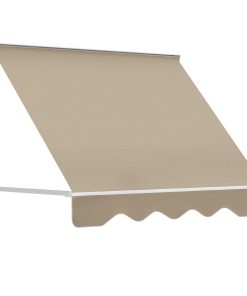 Outsunny Toldo Manual Retráctil de Aluminio Toldo para Exterior Toldo de Balcón Ángulo Ajustable Impermeable Anti-UV Tela de Poliéster 180x70cm Beige