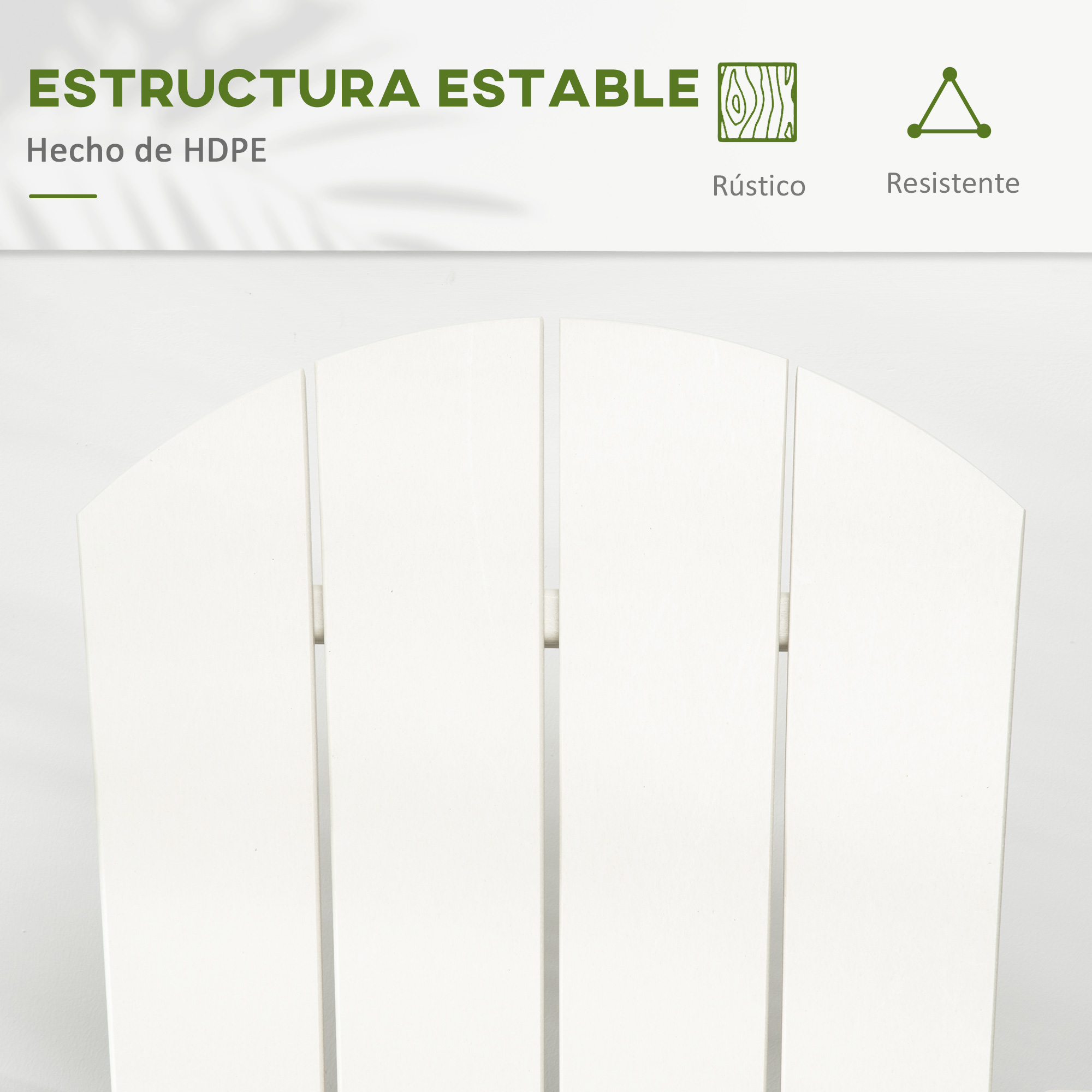 Outsunny Silla Mecedora de Jardín Mecedora para Exterior de Estilo Adirondack de HDPE para Balcón Terraza Patio Carga 120 kg 73,5x93x91,5 cm Blanco - Imagen 4