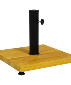 Outsunny Base de Sombrilla Cuadrada Soporte para Parasol Relleno de Cemento con Almohadillas Ajustables Peso 25 kg para Poste de Parasol de Ø34/38/48 mm 45x45x33,5 cm Imitación Madera Natural